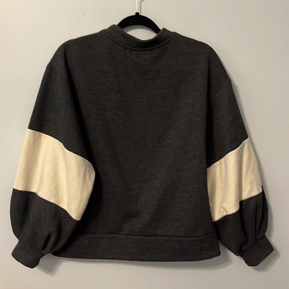 MSCH COPENHAGEN SMALL Sweatshirt Baggy Oversized Dk Gray White Colorblock - Picture 4 of 8